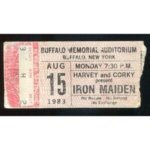Vintage 1983 Iron Maiden Fastway Concert Ticket Stub Buffalo NY